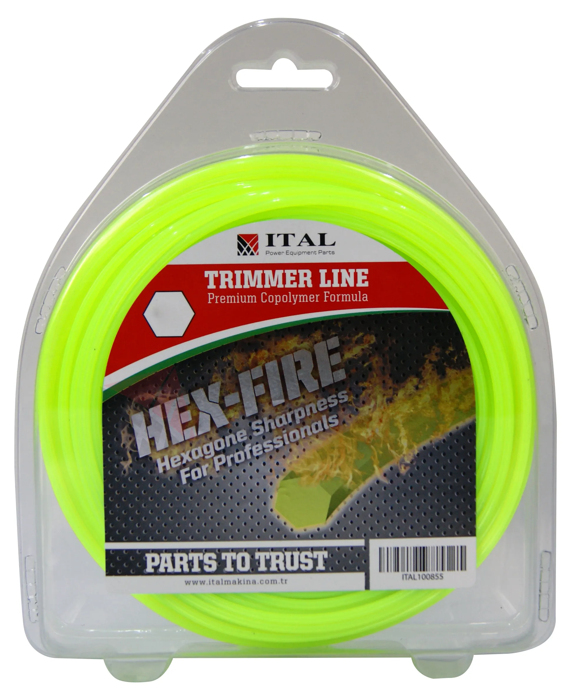 Ital Tırpan Misinası Altı Köşe Hex-Fire 3.0 mm 58 mt Yeşil