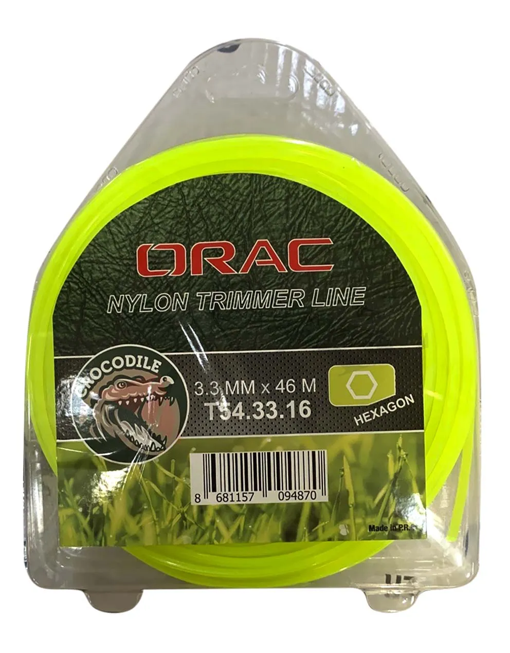 Orac Tırpan Misinası Altı Köşe 3.3 mm 46 mt Crocodile Yeşil